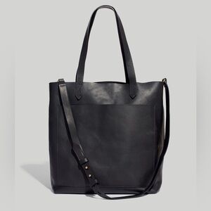 Madewell The Medium Transport Tote Black Leather Detachable Strap